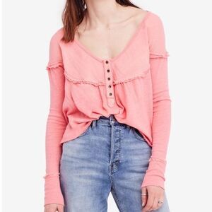 NWT Free People Down Under Henley Long Sleeve Top